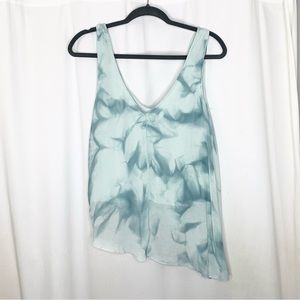 FREE PEOPLE Size Small Ocean Blue Layered Tank w Asymmetrical Hem and Wrap Front